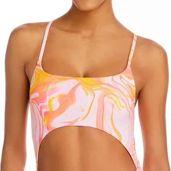 Aqua Swimsuit Size M Pink Orange